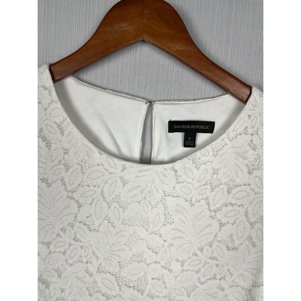 Banana Republic Lace Blouse Women S White Bell Sleeve Fully Lined Romantic - Picture 4 of 10